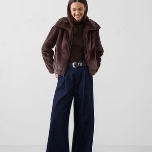 Banana Republic Factory Faux Fur Short Jacket - Dark Mahogany